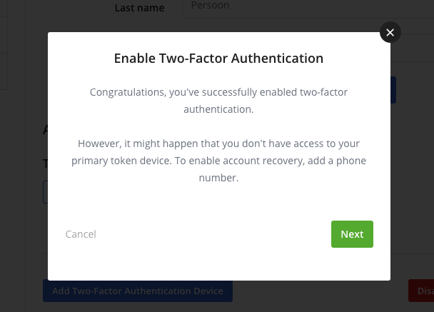Successful Authentication Screen