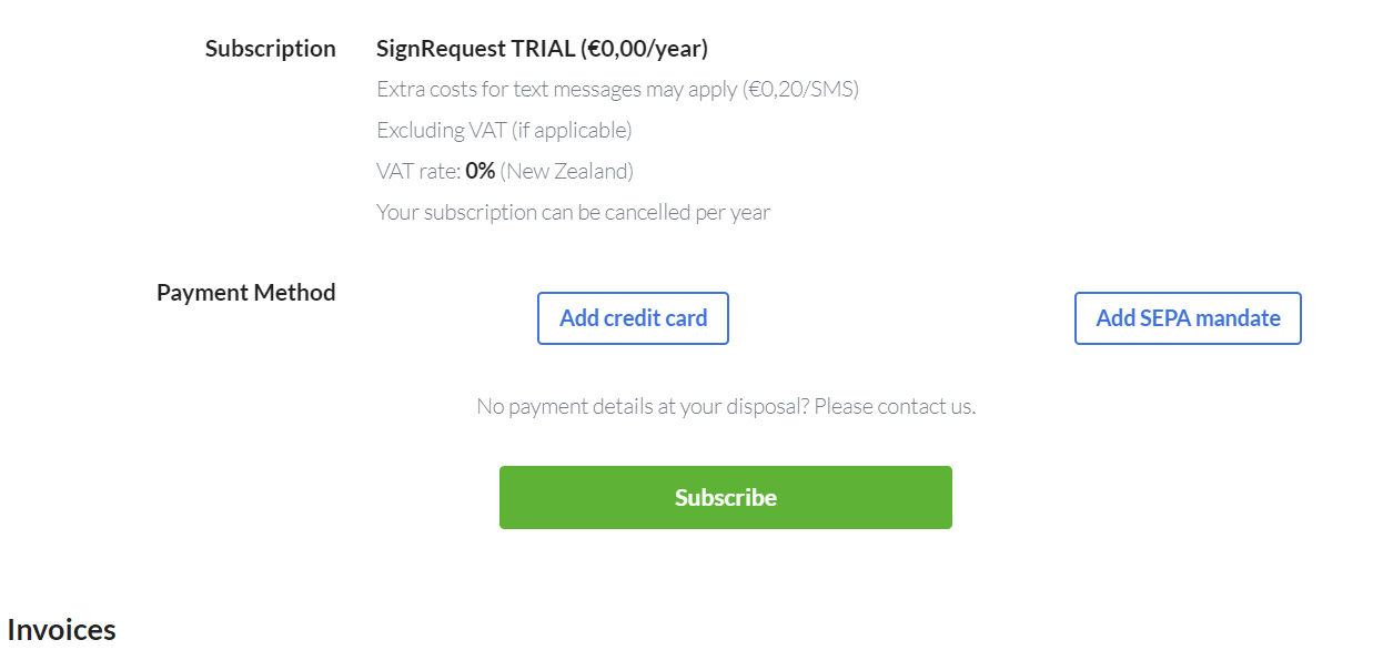 How do I access my invoices? – SignRequest